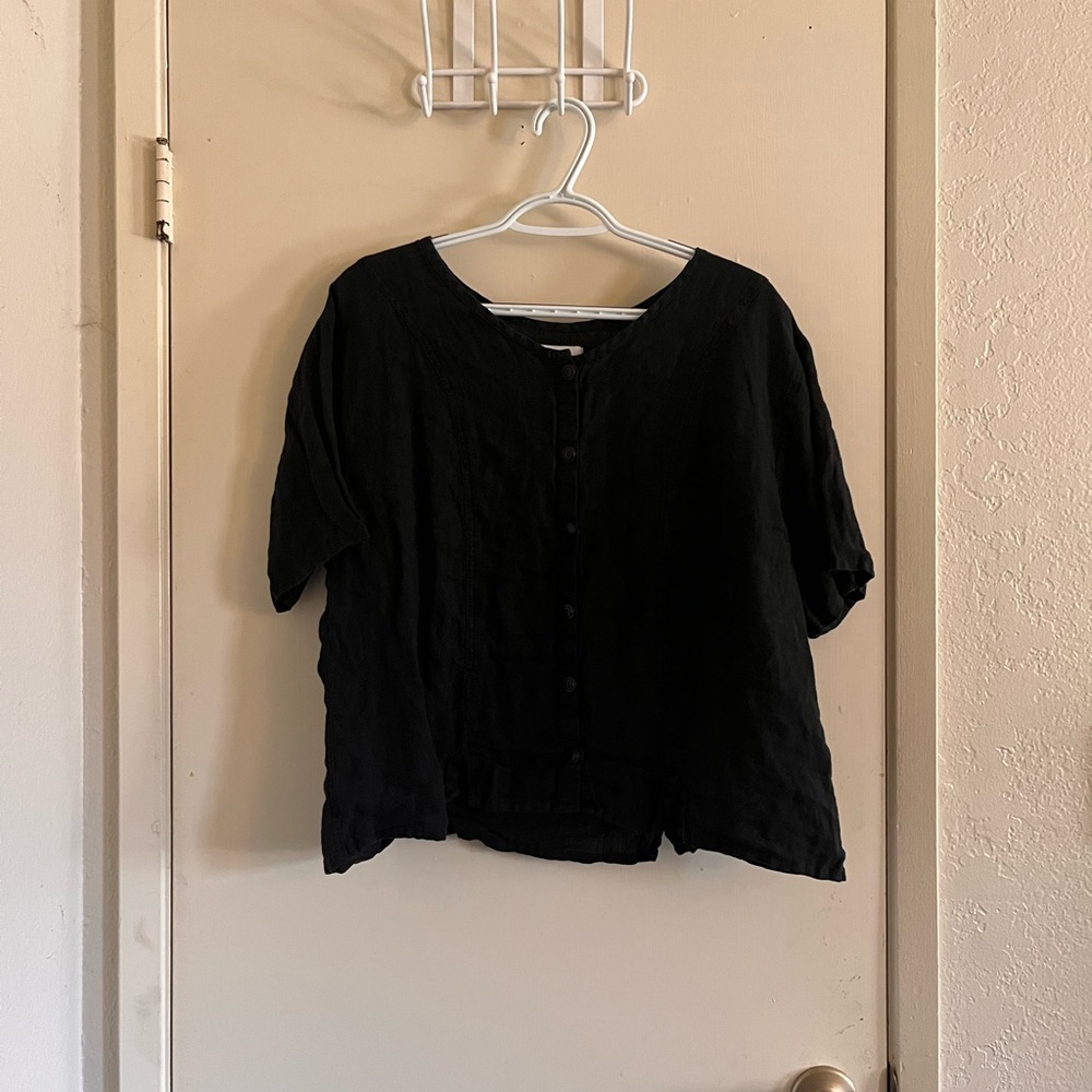 Flax Linen Button Up Tee